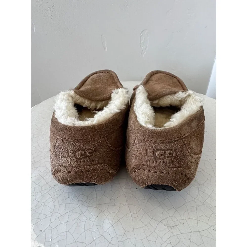 UGG Australia Tan Suede Shearling-Lined Moccasin Slippers Kid’s Size 13